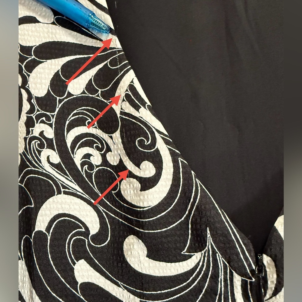 Talbots Black White Floral Dress Bubble Sleeve Satin Shift Wedding Guest Classic - Picture 17 of 17